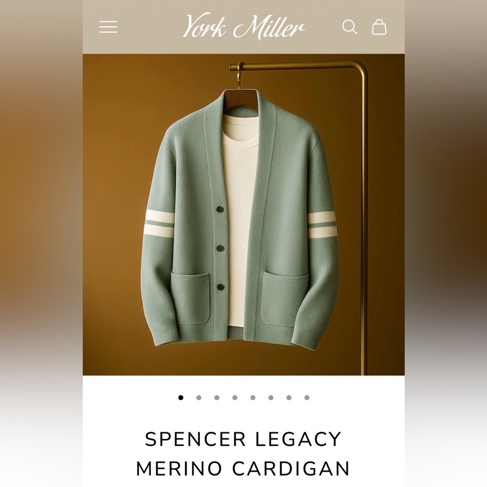 York Miller Men's Green Cardigan Sweater